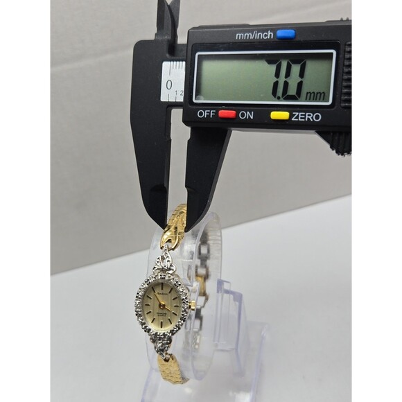 Vintage Armitron Diamond Quartz Womens Gold Tone Oval Cocktail Watch New Battery main image 3